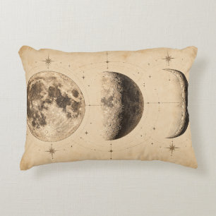 Antique Lunar Phases Chart Accent Pillow