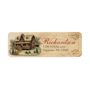 Antique Maison d'hiver victorienne scène de Noël