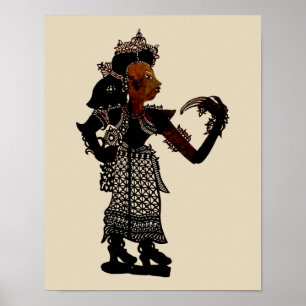 Antique Malaysian Shadow Puppet Woman Poster