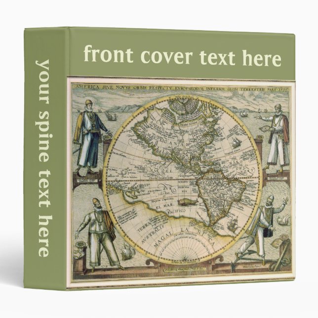 Antique Map, 1596, America Sive Novus Orbis Binder (Front/Spine)