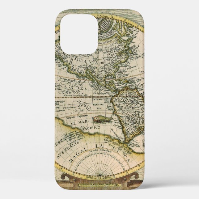 Antique Map, 1596, America Sive Novus Orbis Case-Mate iPhone Case (Back)