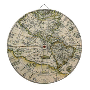 Antique Map, 1596, America Sive Novus Orbis Dartboard