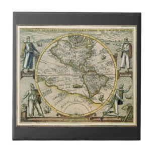Antique Map, 1596, America Sive Novus Orbis Tile