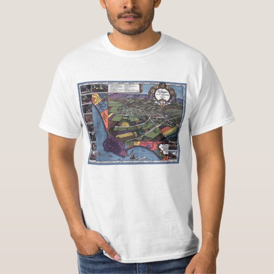 Antique Map, Aerial City of Los Angeles California T-Shirt