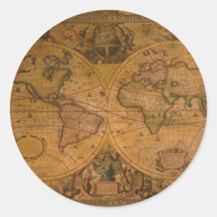 ANTIQUE MAP CLASSIC ROUND STICKER