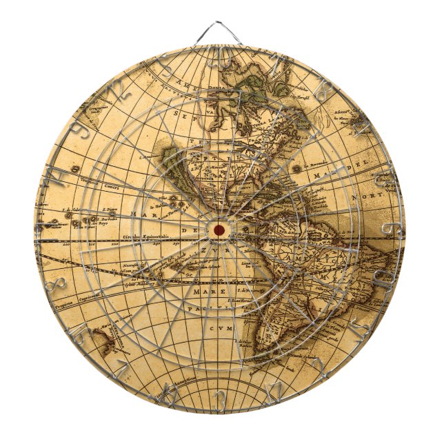 Antique Map Dartboard (Front)
