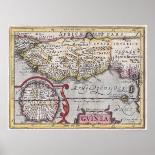 Antique Map, Guinea - African Coast, Kaerius Repro Poster