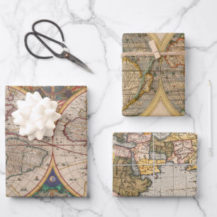 Antique Map Heavy Weight Decoupage Wrapping Paper