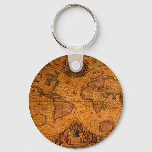 ANTIQUE MAP KEYCHAIN