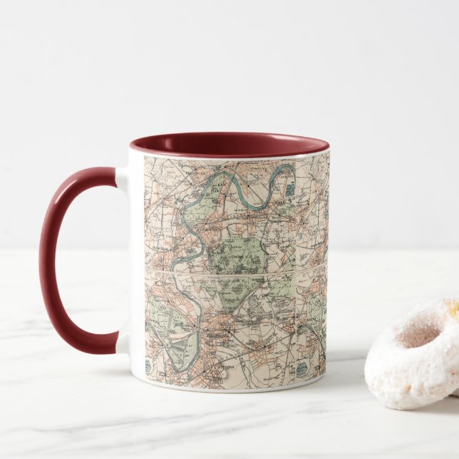 Antique Map London Thames Mug (With Donut)