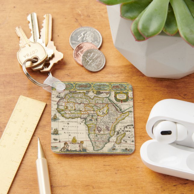 Antique Map of Africa by Hondius and Jansson Keychain (Desk)