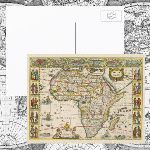 Antique Map of Africa by Hondius and Jansson Postcard
