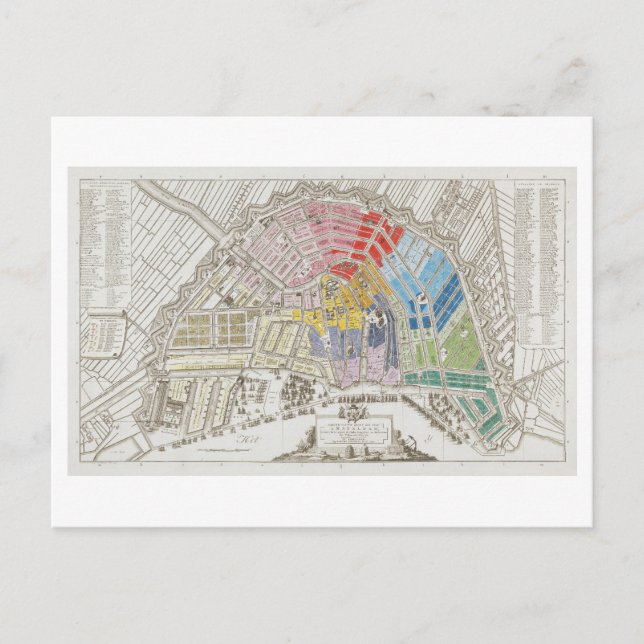 Antique Map of Amsterdam Postcard (Front)