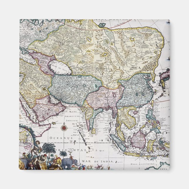 Antique Map of Asia | 1696 Magnet (Front)