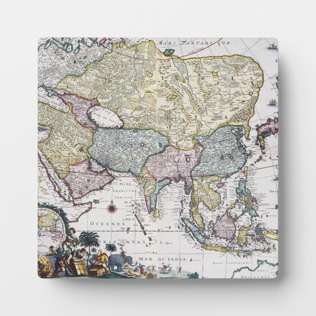 Antique Map of Asia | 1696 Plaque (Front)