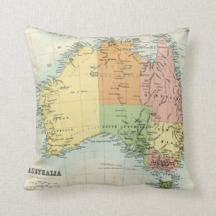 Antique map of Australia Throw Pillow
