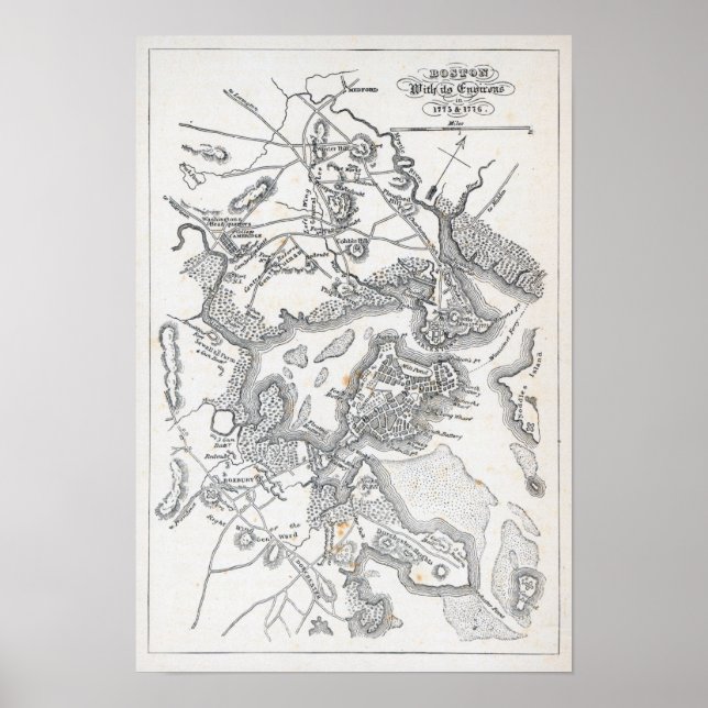 Antique Map of Boston | 1775-1776 Poster (Front)