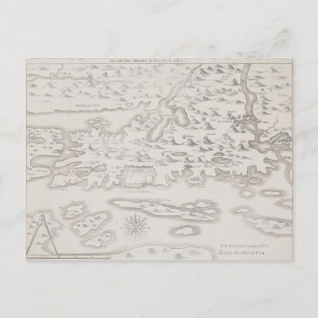 Antique Map of Croatia Postcard (Front)