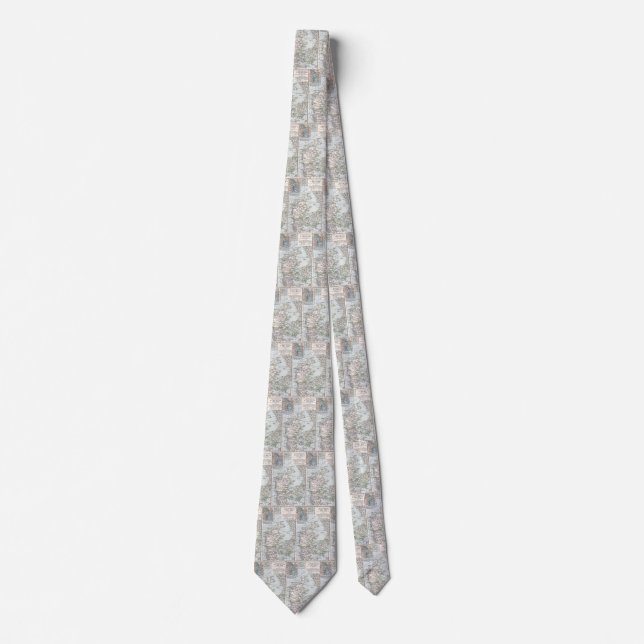 Antique Map of Denmark, Danmark in Danish, 1905 Tie (Front)