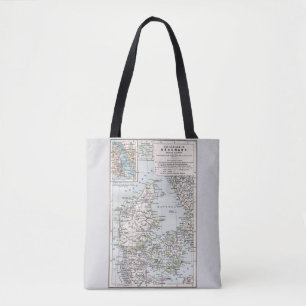 Antique Map of Denmark, Danmark in Danish, 1905 Tote Bag