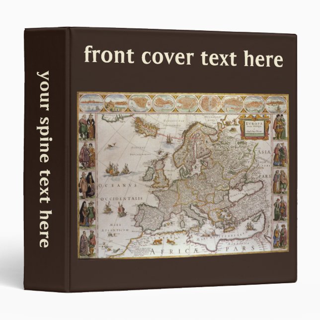 Antique Map of Europe by Willem Jansz Blaeu, c1617 Binder (Front/Spine)