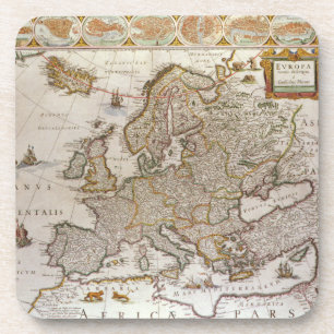 Antique Map of Europe by Willem Jansz Blaeu, c1617 Coaster