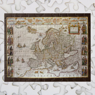 Antique Map of Europe by Willem Jansz Blaeu, c1617 Jigsaw Puzzle