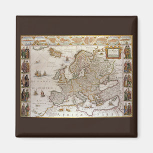 Antique Map of Europe by Willem Jansz Blaeu, c1617 Magnet