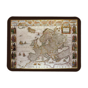 Antique Map of Europe by Willem Jansz Blaeu, c1617 Magnet