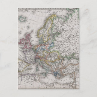 Antique Map of Europe circa 1862 Postcard