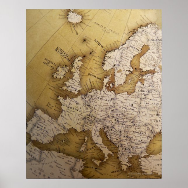 Antique map of europe. Old world. Poster (Front)