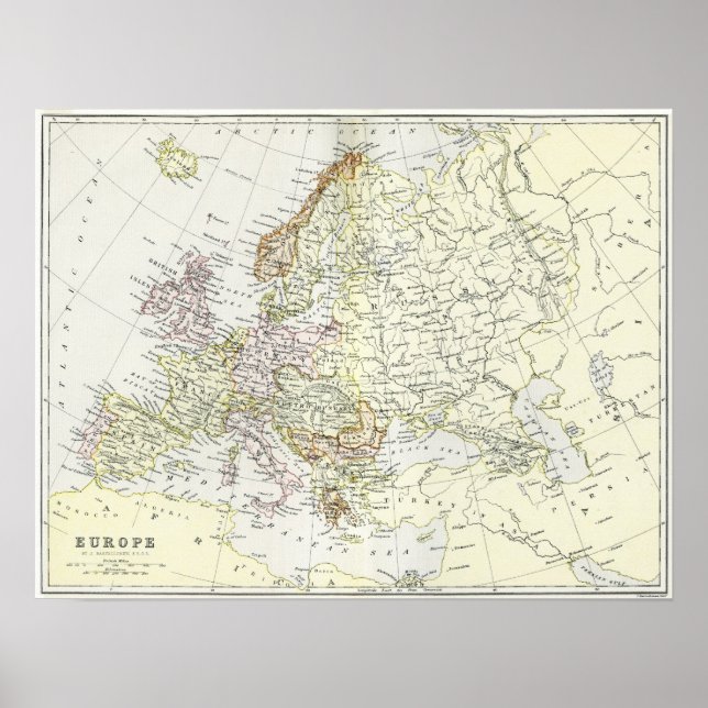 Antique map of Europe Poster (Front)