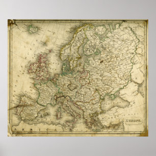 Antique Map of Europe Poster