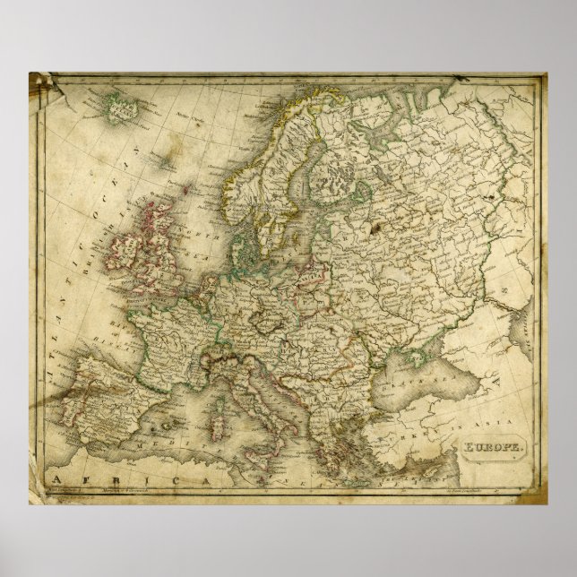 Antique Map of Europe Poster (Front)