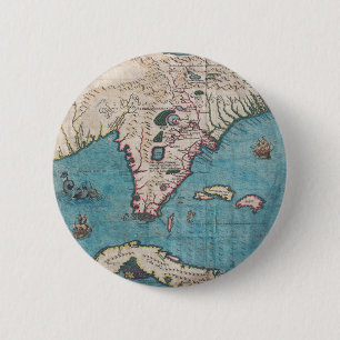 Antique Map of Florida and Cuba 2 Inch Round Button