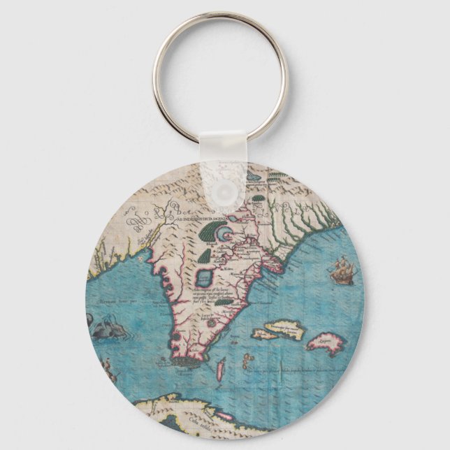 Antique Map of Florida and Cuba Keychain (Front)