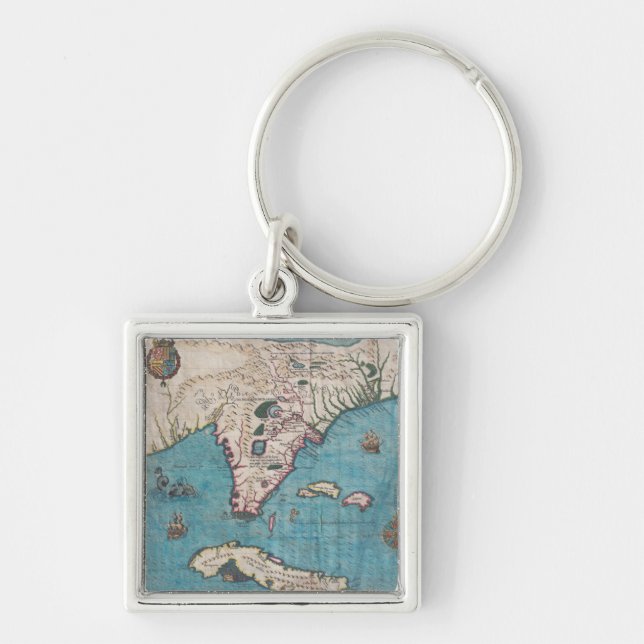 Antique Map of Florida and Cuba Keychain (Front)