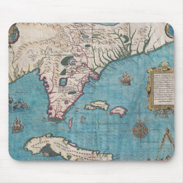 Antique Map of Florida and Cuba Mouse Pad (Front)