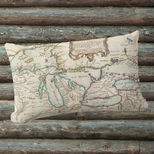 Antique Map of Great Lakes Lumbar Pillow
