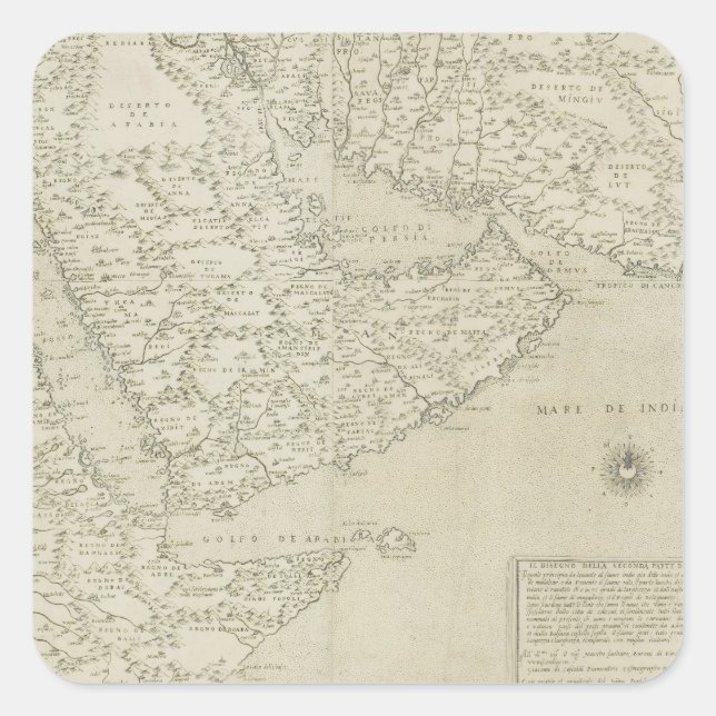 Antique Map of Horn of Africa Square Sticker (Front)