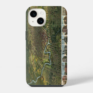 Antique Map of Houston, Texas with Buffalo River iPhone 14 Case