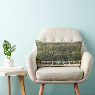 Antique Map of Houston, Texas with Buffalo River Lumbar Pillow