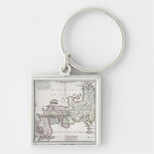 Antique Map of Japan 1769 Keychain