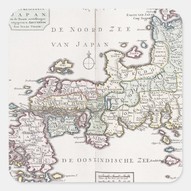 Antique Map of Japan | 1769 Square Sticker (Front)