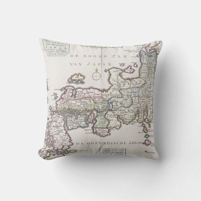 Antique Map of Japan | 1769 Throw Pillow (Front)