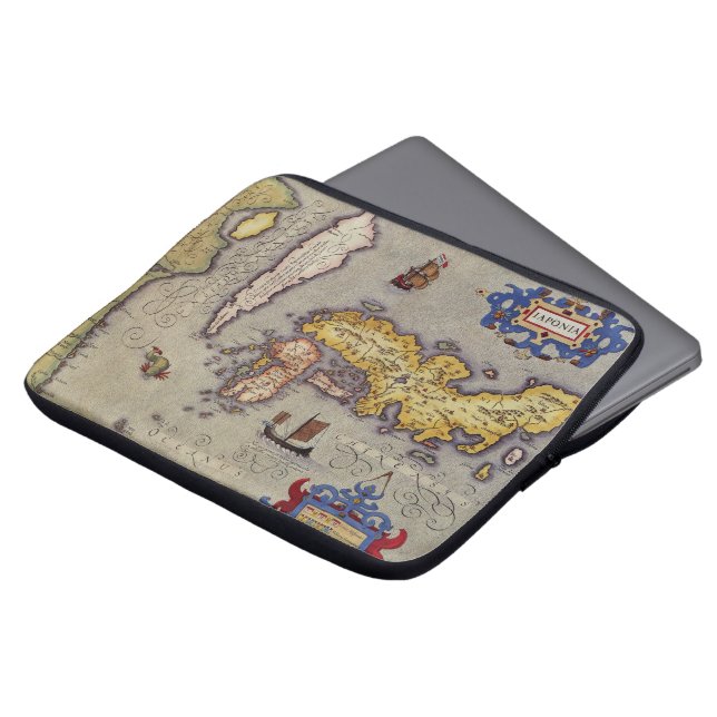 Antique Map of Japan by Mercator and Hondius Laptop Sleeve (Front Top)