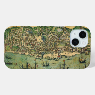 Antique Map of Lisbon, Portugal by Braun/Hogenberg iPhone 15 Case