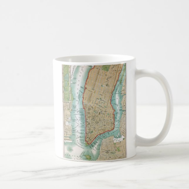 Antique Map of Lower Manhattan and Central Park Coffee Mug (Right)