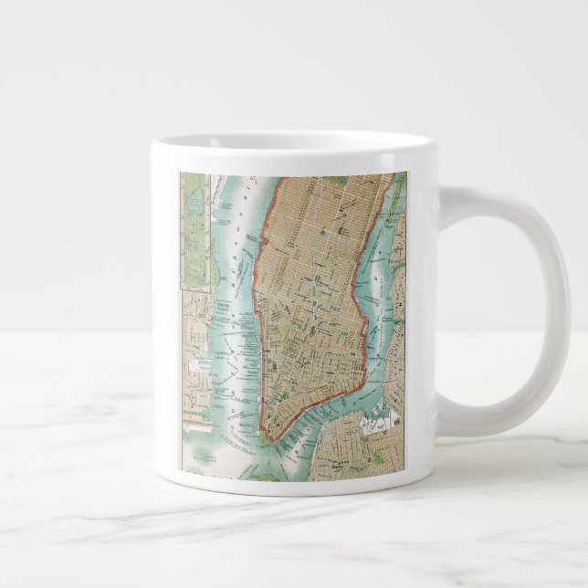 Antique Map of Lower Manhattan and Central Park Large Coffee Mug (Right)