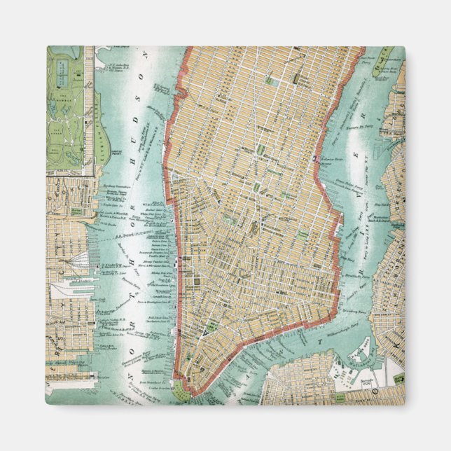 Antique Map of Lower Manhattan and Central Park Magnet (Front)